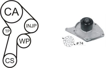 Комплект ремня ГРМ + помпа AIRTEX WPK-174601