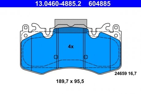 Комплект тормозных колодок из 4 шт. дисков ATE 13.0460-4885.2