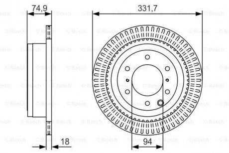 Гальмівний диск PR2 MITSUBISHI Pajero \'\'R \'\'05>> - кратн. 1 шт BOSCH 0 986 479 T90