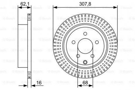 Гальмівний диск INFINITI/NISSAN FX/M/Q70/Q50/JX/QX60/QX70/FX35/Murano/Pathfinder \'\'R \'\'3,5-4,5 \'\'08- BOSCH 0986479W11 (фото 1)