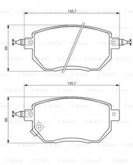 Гальмівні колодки дискові INFINITY/NISSAN FX35/Altima/Maxima \'\'F \'\'3,5 \'\'01>> BOSCH 0986494366