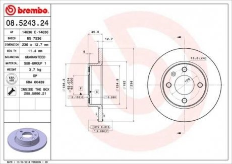 Гальмівний диск BREMBO 08.5243.24