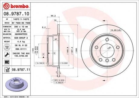 Гальмівний диск BREMBO 08.9787.11