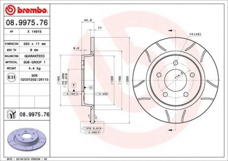 Тормозной диск BREMBO 08.9975.76