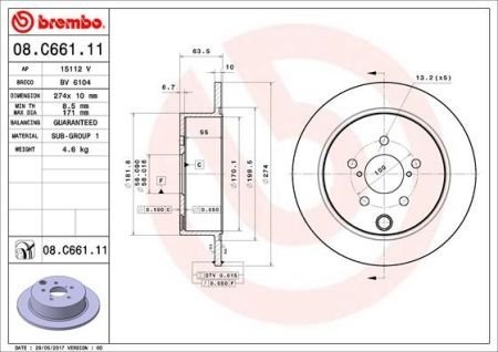 Тормозной диск Painted disk BREMBO 08.C661.11