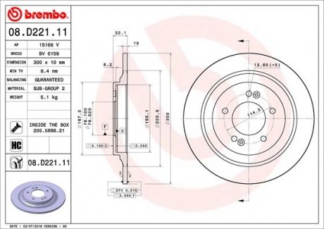 Тормозной диск BREMBO 08.D221.11