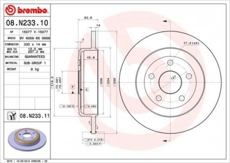 Гальмівний диск BREMBO 08.N233.11