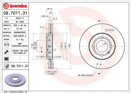 Тормозной диск BREMBO 09.7011.31