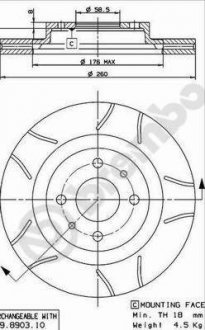 Тормозной диск пер. LADA1101,5 R14 MAX BREMBO 09.8903.75