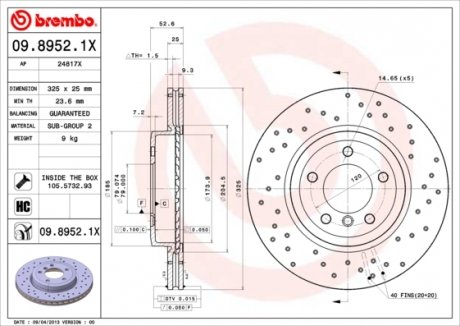 Гальмівний диск BREMBO 09.8952.1X