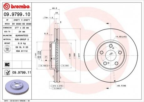 Автозапчасть BREMBO 09.9799.10