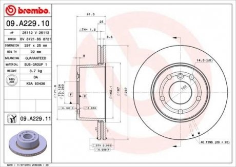 Гальмівний диск BREMBO 09.A229.11