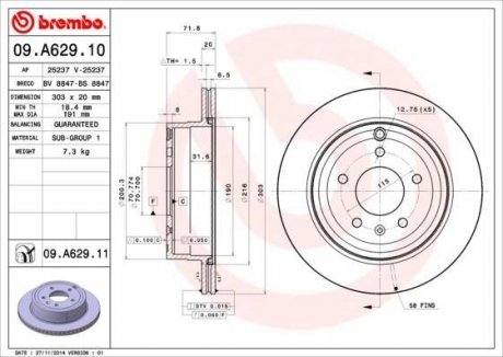 Гальмівний диск BREMBO 09.A629.10