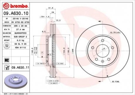 Гальмівний диск BREMBO 09.A630.10