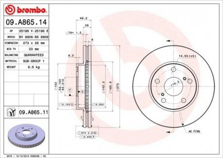 Тормозной диск Painted disk BREMBO 09.A865.11