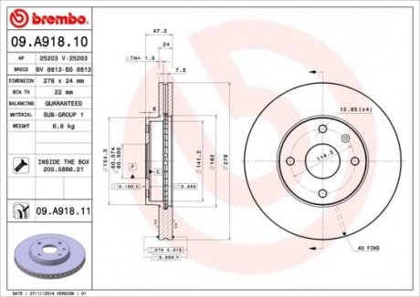 Автозапчасть BREMBO 09.A918.10