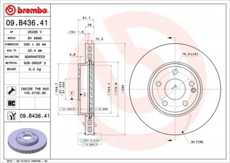 Гальмівний диск BREMBO 09.B436.41