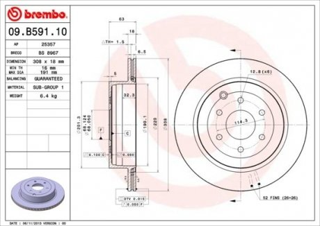 Тормозной диск BREMBO 09.B591.10