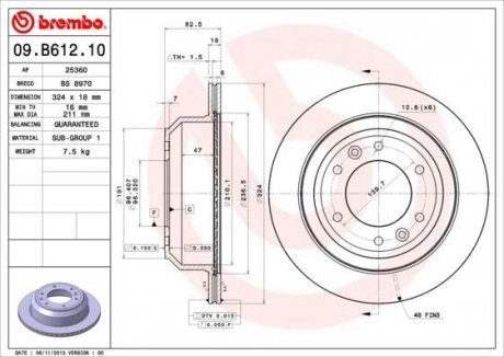 Тормозной диск BREMBO 09.B612.10