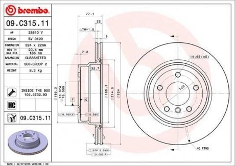 Тормозной диск BREMBO 09.C315.11