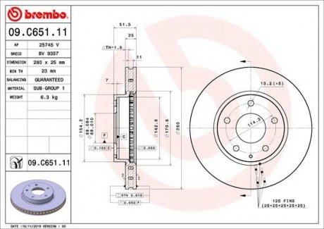 Тормозной диск BREMBO 09.C651.11