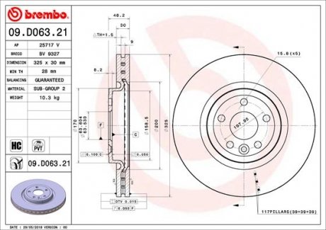 Тормозной диск BREMBO 09.D063.21