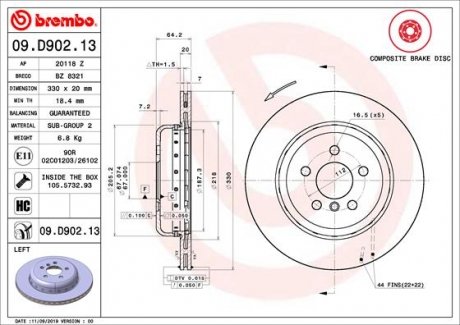 Гальмівний диск BREMBO 09.D902.13