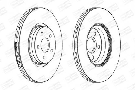 Диск тормозной передний (кратно 2шт.) Ford C-Max (07-)/Volvo S40 II, V40 (562434CH-1) CHAMPION 562434CH1