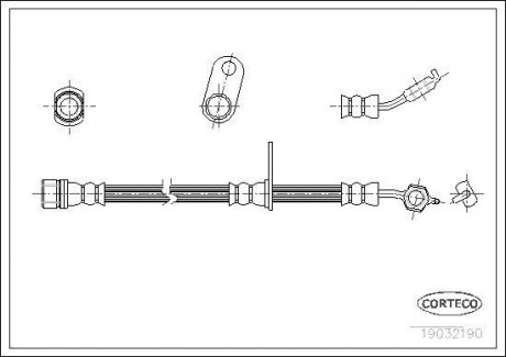 Тормозной шланг Toyota Carina Corolla 88-2001 F L CORTECO 19032190