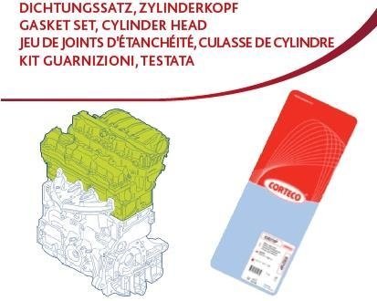 A_Комплект прокладок головки блоку циліндрів DAEWOO Lanos,Nubira 1,6 16V 97- CORTECO 417006P