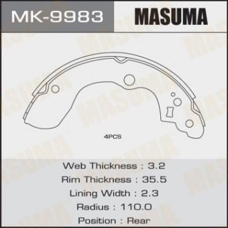 Колодка тормозная барабанная MASUMA MK9983