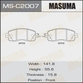 Колодка тормозная передняя Nissan Leaf (13-17), Teana (14-21) MASUMA MSC2007