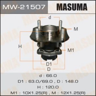 Ступица колеса заднего в сборе с подшипником Nissan Tida (07-) (с ABS) MASUMA MW21507