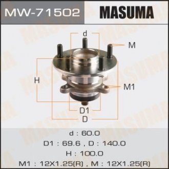 Ступиця колеса заднього в зборі з підшипником Suzuki SX 4 (06-) (с ABS) MASUMA MW71502