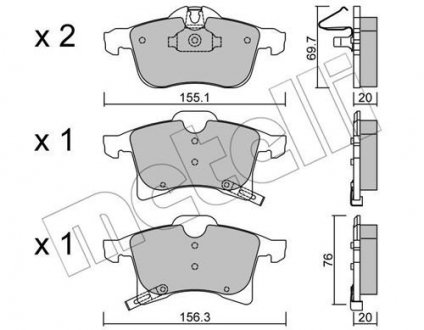 Комплект гальмівних колодок Metelli 22-0539-0