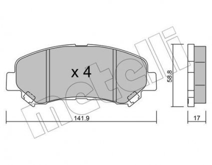 Комплект гальмівних колодок Metelli 22-0792-0