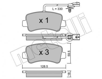 Комплект гальмівних колодок з 4 шт. дисків Metelli 22-0899-0