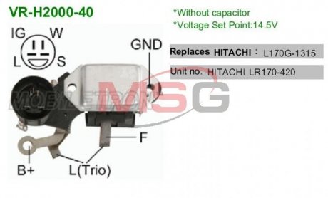 Регулятор напруги генератора MOBILETRON VRH200040 (фото 1)