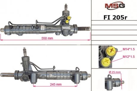 Рульова рейка з ГПК FIAT DOBLO (119) 01-,DOBLO Cargo (223) 01- MSG FI205R