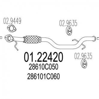 Проміжна труба вихл. системи MTS 01.22420
