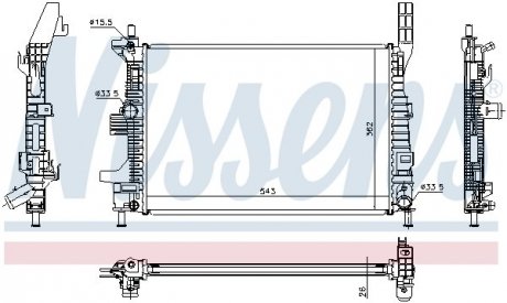 Радіатор охолодження FORD FOCUS 11-, C-MAX 10-, TRANSIT 13- NISSENS 69238 (фото 1)