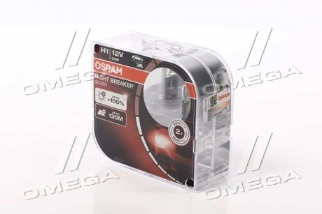 Лампа галогенная H1 12V 55W Night Breaker Silver +100% (2шт) OSRAM 64150NBS-HCB