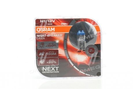 Лампа галогенна H1 12V 55W Night Breaker Laser +150% (2 шт.) OSRAM 64150NL-HCB (фото 1)