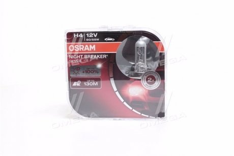 Лампа галогенна H4 12V 60/55W Night Breaker Silver +100% (2шт) OSRAM 64193NBS-HCB (фото 1)