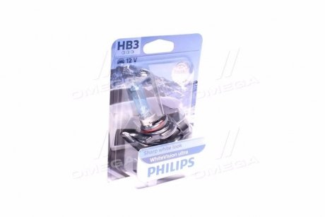 Лампа галогенна HB3 12V 60W 3800K P20D WHITEVISION ULTRA + 60% PHILIPS 9005WVUB1