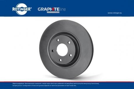 Диск тормозной Лачетти/Нубира 1,4-2,0 перед графитовый вентилируемый (1шт) (кратно 2) ROTINGER RT 2882-GL