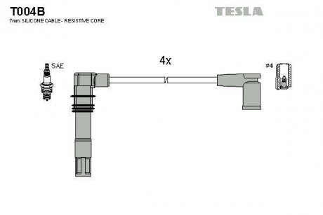 Комплект кабелей зажигания TESLA T004B