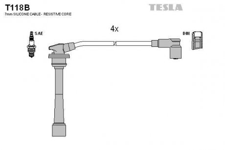 Проводи високовольтні, комплект Kia Ceed 2.0 (06-12),Kia Ceed sw 2.0 (07-12) (T11 TESLA T118B