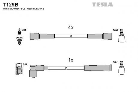 Комплект кабелів запалювання TESLA T129B