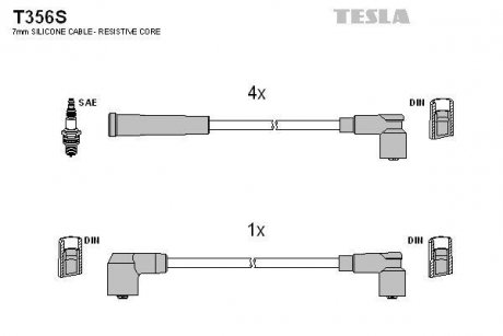 Комплект кабелів запалювання TESLA T356S